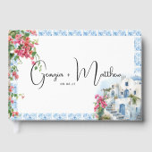 Griekenland Mediterraan Bloemen Tegel Huwelijk Gastenboek (Voorkant)