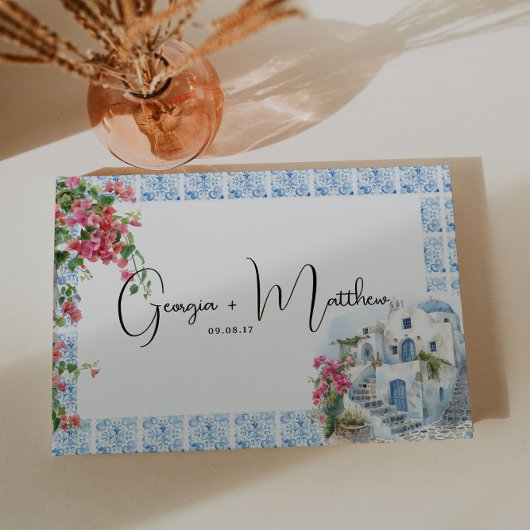 Griekenland Mediterraan Bloemen Tegel Huwelijk Gastenboek