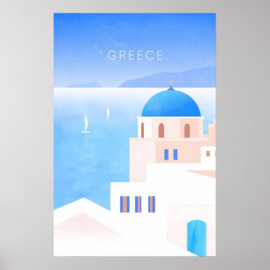 Griekenland Minimaal Reisposter Poster