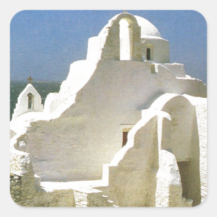 Griekenland, Myconos, Grieks-orthodoxe Kerk Vierkante Sticker