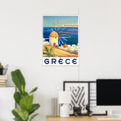 Griekenland, Mykonos-eiland, windmolen van het zee Poster (Thuiskantoor)