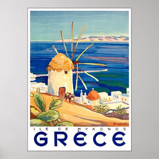 Griekenland, Mykonos-eiland, windmolen van het zee Poster (Voorkant)