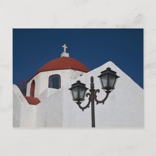 Griekenland, Mykonos, Kapel met rode koepel en Briefkaart