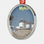 Griekenland Mykonos Windmills (Aggel) Metalen Ornament (Links)