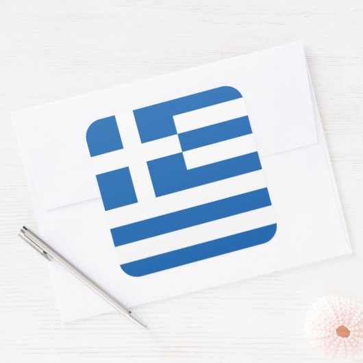 Griekenland Nationale wereldvlag Vierkante Sticker (Envelop)