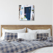 Griekenland: Oia Santorini: Blauwe deur wit Canvas Afdruk (Insitu (Slaapkamer))