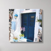 Griekenland: Oia Santorini: Blauwe deur wit Canvas Afdruk (Voorkant)