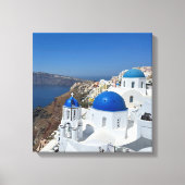 Griekenland Oia Santorini Blue Dome Vacation Canvas Afdruk (Voorkant)