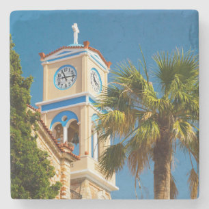 Griekenland - Orthodoxe Griekse kerk met palmboom Stenen Onderzetter