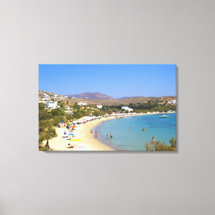 Griekenland, Paros eiland, Krios Beach van bovenaf Canvas Afdruk