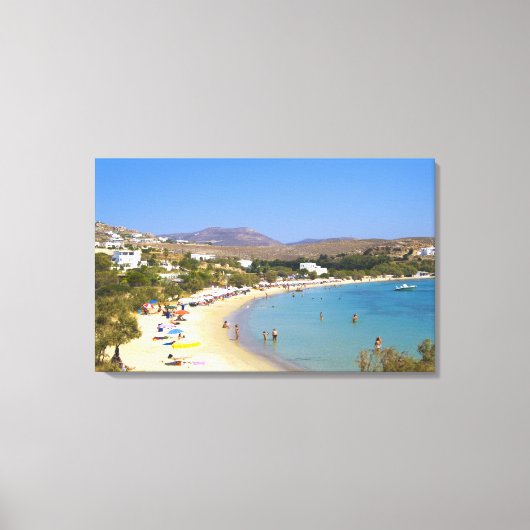 Griekenland, Paros Island, Krios Beach van bovenaf Canvas Afdruk (Voorkant)
