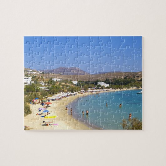 Griekenland, Paros Island, Krios Beach van bovenaf Legpuzzel (Horizontaal)
