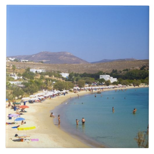 Griekenland, Paros Island, Krios Beach van bovenaf Tegeltje (Voorkant)