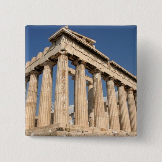 GRIEKENLAND: Pinback-knop van Parthenon Vierkante Button 5,1 Cm (Voorkant)