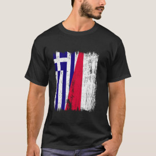 Griekenland Polen Half Vlag Griekse Poolse Afkomst T-shirt
