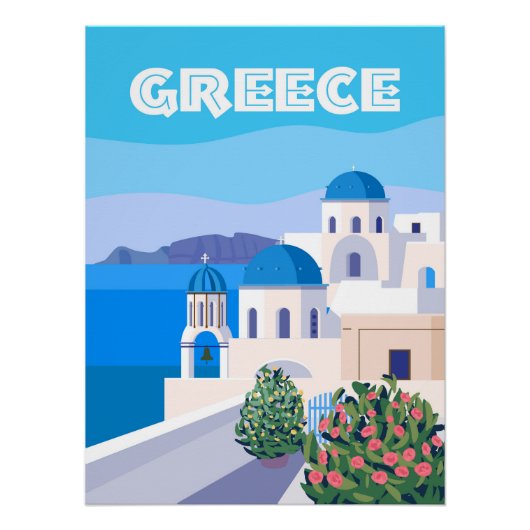 Griekenland Poster Reizen Santorini Grieks (Voorkant)