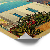 Griekenland Poster Vintage Travel Santorini Grieks (Hoek)