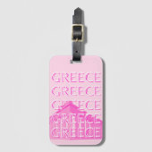 Griekenland, Reiskunst, Pastelreizen Kunst, Roze Bagagelabel (Voorkant (verticaal))