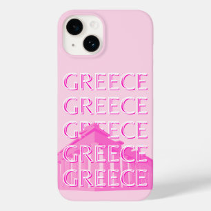 Griekenland, Reiskunst, Pastelreizen Kunst, Roze Case-Mate iPhone 14 Hoesje