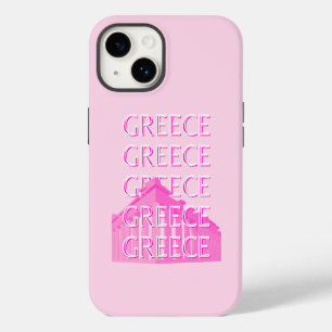 Griekenland, Reiskunst, Pastelreizen Kunst, Roze iPhone 14 Hoesje