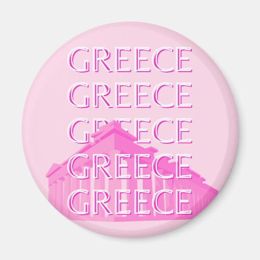 Griekenland, Reiskunst, Pastelreizen Kunst, Roze Magneet (Voorkant)