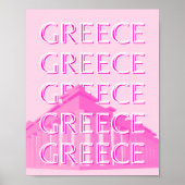 Griekenland, Reiskunst, Pastelreizen Kunst, Roze Poster (Voorkant)