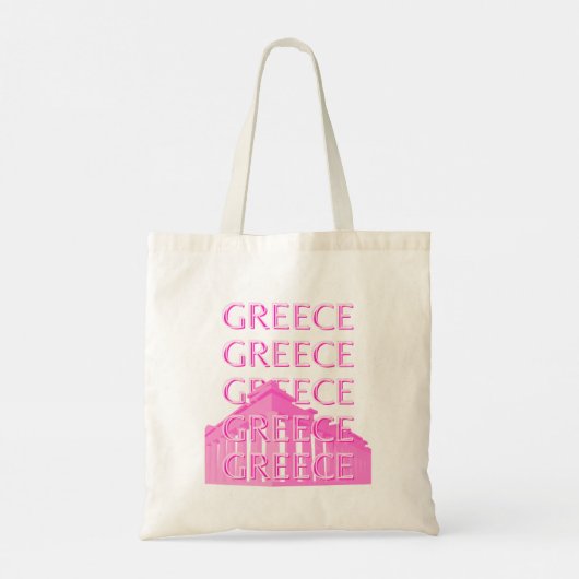 Griekenland, Reiskunst, Pastelreizen Kunst, Roze Tote Bag (Achterkant)