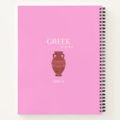 Griekenland, Reiskunst, Preppy, Retro Art, Roze Notitieboek (Achterkant)