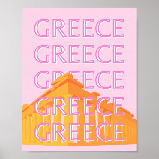 Griekenland, Reiskunst, Roze Poster (Voorkant)