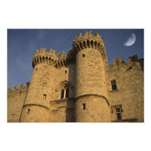 Griekenland, Rhodes Town. Uitzicht van het paleis Foto Afdruk