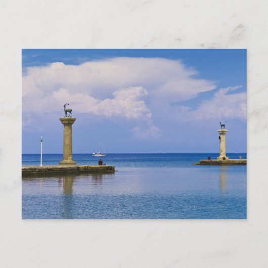 Griekenland, Rhodos, Hertenbeeld in Mandraki Harbo Briefkaart (Voorkant)