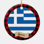 Griekenland, rode buffels, Griekse vlag Keramisch Ornament (Achterkant)