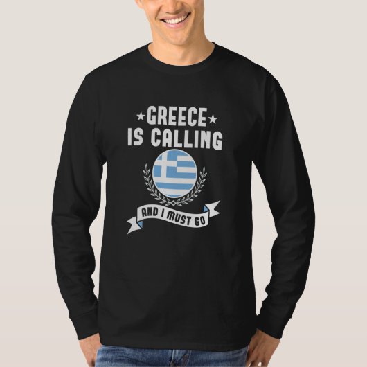 Griekenland roept en ik moet souvenirs Griekse Fl  T-shirt (Voorkant)