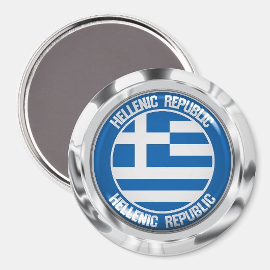 Griekenland Round Emblem Magneet (Voorkant / Achterkant)