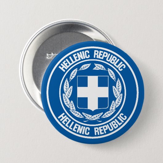 Griekenland Round Emblem Ronde Button 7,6 Cm (Voorkant /achterkant)