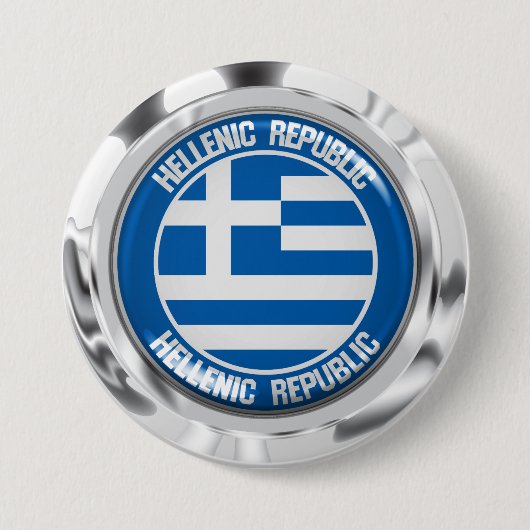 Griekenland Round Emblem Ronde Button 7,6 Cm (Voorkant)