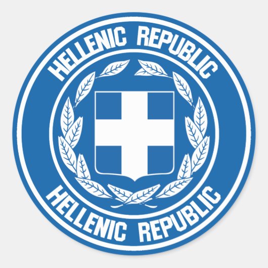 Griekenland Round Emblem Ronde Sticker (Voorkant)