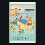 Griekenland — Saacape Travel Art Print<br><div class="desc">Griekenland Seascape Travel Fine Art Giclee Print (reproductie) circa 1947. Pas de grootte van het poster,  de textuur,  de rand en/of het lijst aan zodat deze aan uw smaak zijn aangepast.</div>