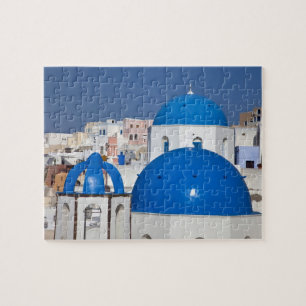 Griekenland, Santorini. Bloemtower en blauwe domme Legpuzzel