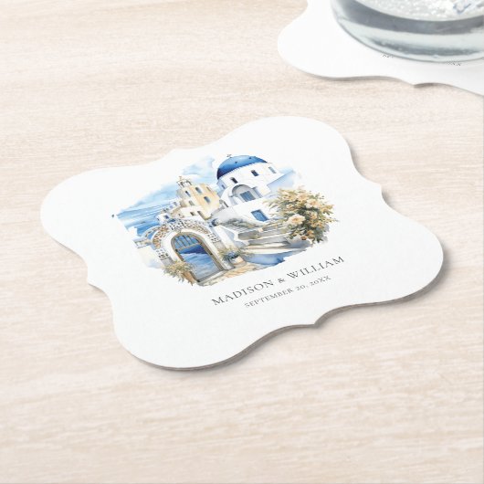 Griekenland Santorini gepersonaliseerde minimale b Kartonnen Onderzetters (Gekanteld)