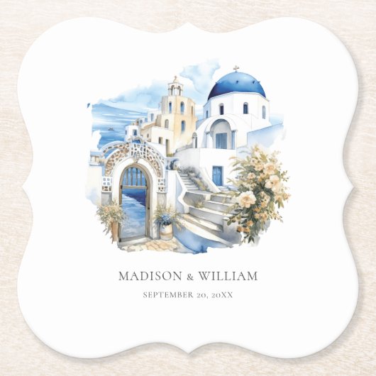 Griekenland Santorini gepersonaliseerde minimale b Kartonnen Onderzetters (Voorkant)