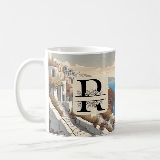 Griekenland santorini grieks eiland monogram reize koffiemok (Links)