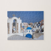 Griekenland, Santorini. Kellentoren en blauwe domp Legpuzzel (Horizontaal)