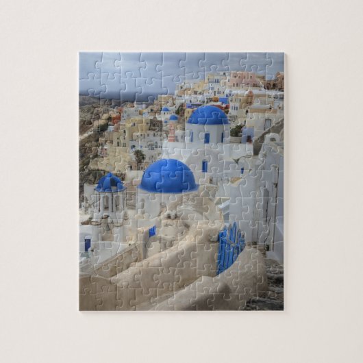 Griekenland, Santorini. Kellentoren en blauwe domp Legpuzzel (Verticaal)