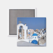 Griekenland, Santorini. Kellentoren en blauwe domp Magneet (Voorkant / Achterkant)