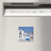 Griekenland, Santorini. Kellentoren en blauwe domp Magneet (Insitu (Vaatwasser))