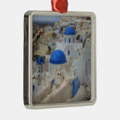 Griekenland, Santorini. Kellentoren en blauwe domp Metalen Ornament (Rechts)