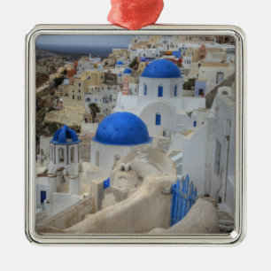 Griekenland, Santorini. Kellentoren en blauwe domp Metalen Ornament