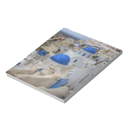 Griekenland, Santorini. Kellentoren en blauwe domp Notitieblok (Linkerzijde)