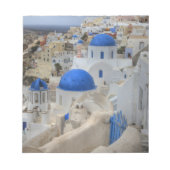 Griekenland, Santorini. Kellentoren en blauwe domp Notitieblok (Voorkant)